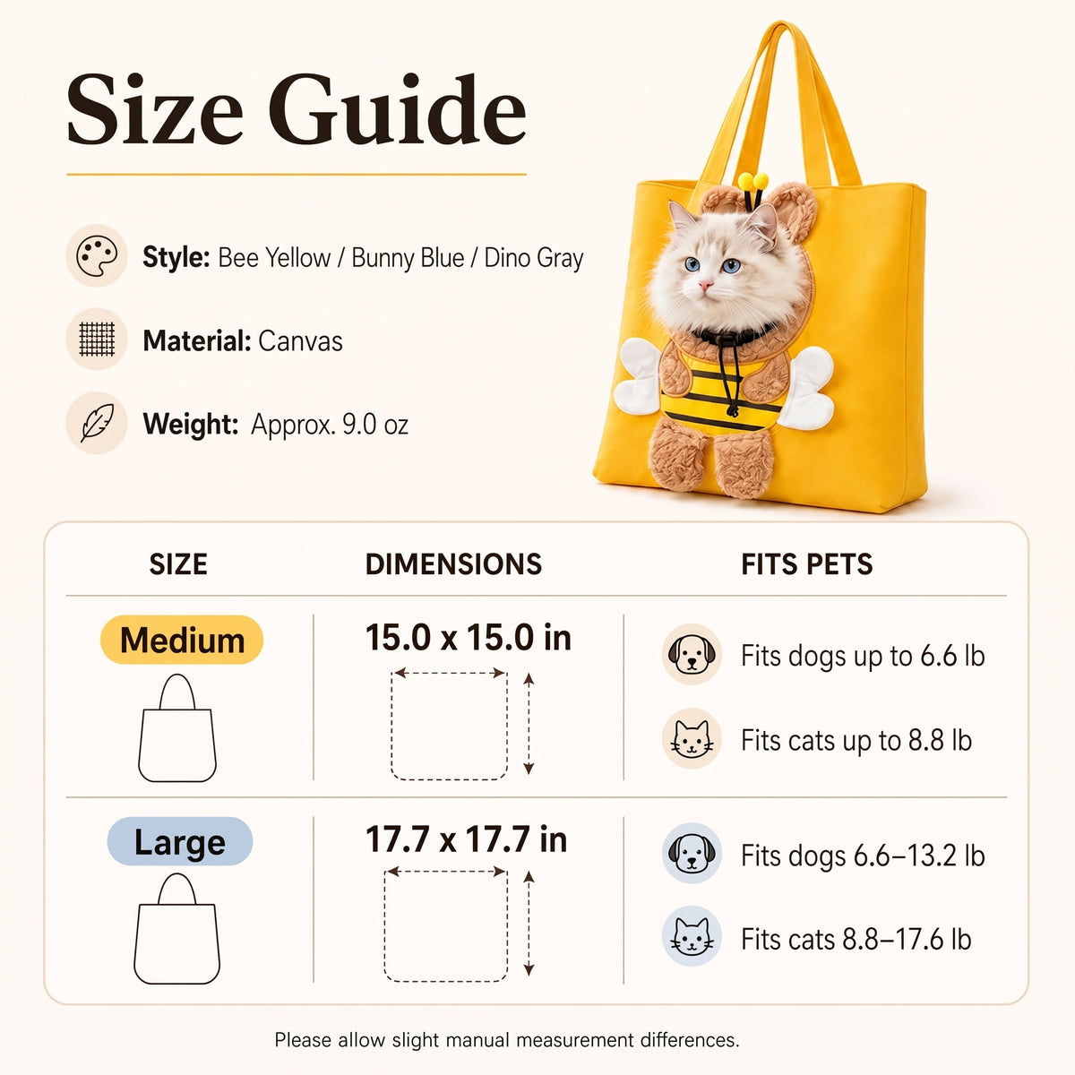 Peekaboo Pet Carrier Tote – Hands-Free Cat Shoulder Bag with Head-Out Hole for Small Dogs and Travel