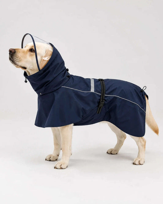 Waterproof Reflective Dog Raincoat – Clear Visor Hooded Pet Rain Jacket with Adjustable Belly Strap for Rainy Day Outdoor Walking Zapawzy