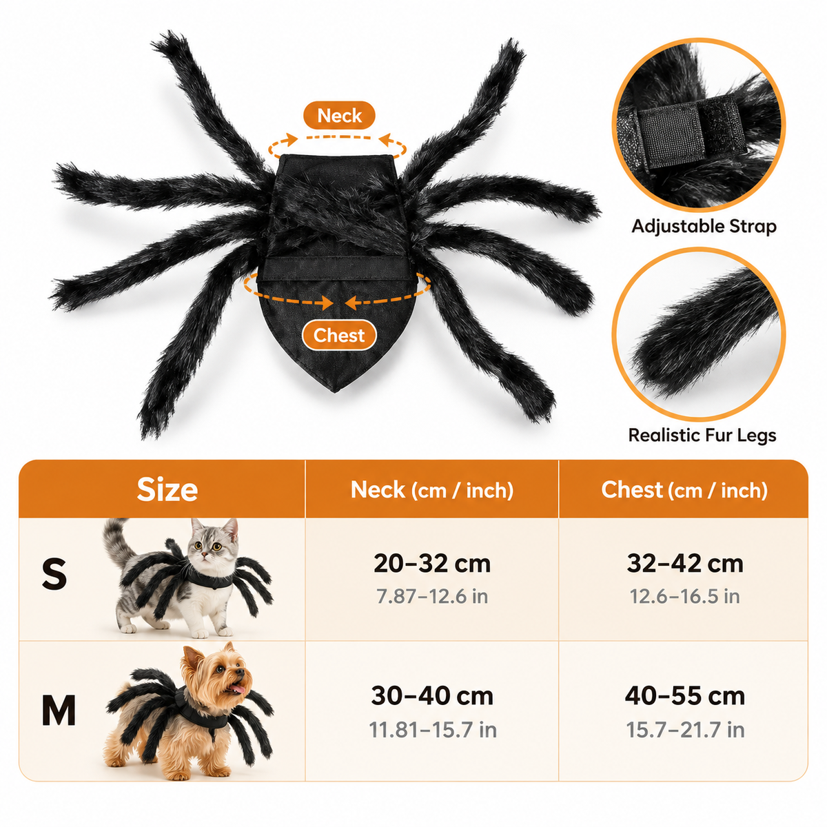 Fuzzy Spider Dog Costume – Spooky Halloween Pet Cosplay Apparel for Dress-Up Fun