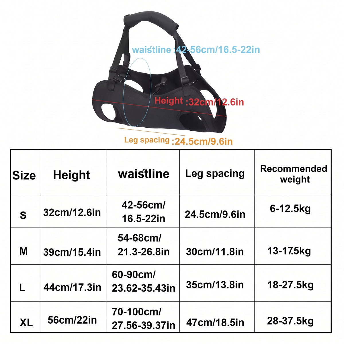 Supportive Full-Body Dog Lift Harness – Mobility Aid Sling with Padded Handle for Senior Pets Walking Stairs
