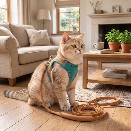 Escape-Proof Reflective Cat Harness – Adjustable Step-In Walking Vest with Matching Leash for Outdoor Safety