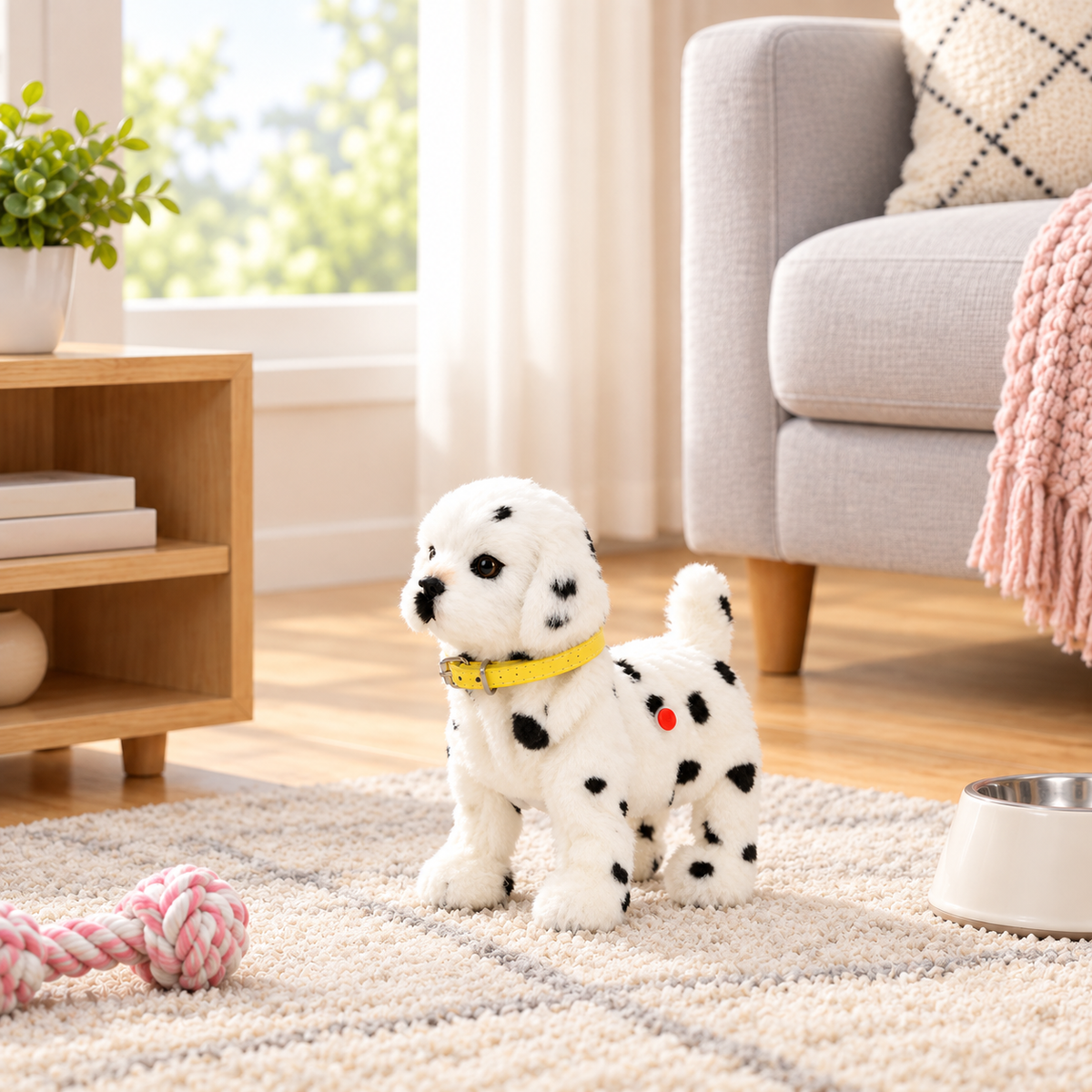 Interactive Walking Robot Puppy Toy – Barking Electronic Spotted Dog with Sound Control