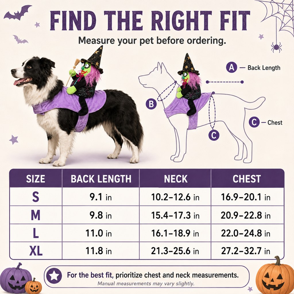 Riding Witch Pet Halloween Costume – 3D Doll Saddle Harness For Dogs And Cats