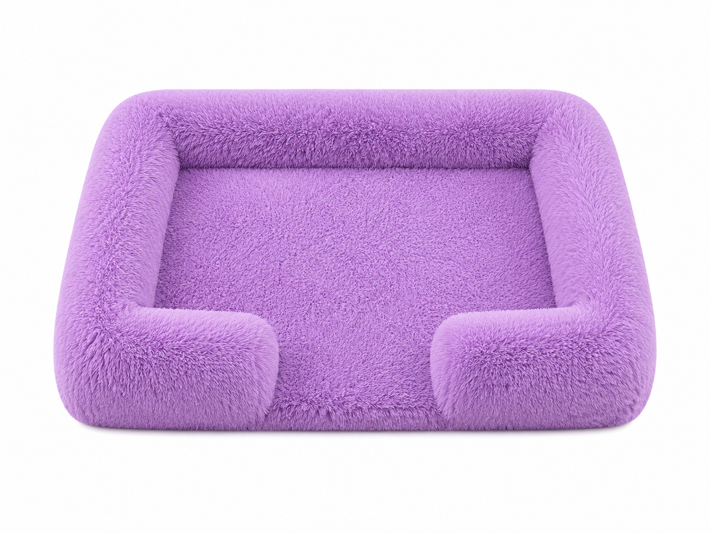Plush Bolster Dog Bed – Rectangular Raised Rim Pet Cushion Lounger