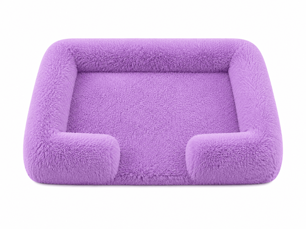 Plush Bolster Dog Bed – Rectangular Raised Rim Pet Cushion Lounger Zapawzy