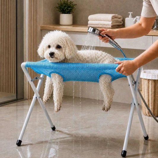 Folding Elevated Dog Grooming Stand – Hammock Station for Cat Bathing, Shower Washing and Nail Trimming Zapawzy