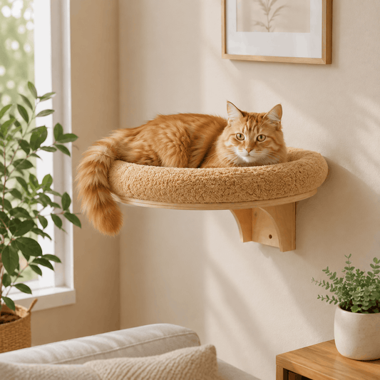 Wall-Mounted Bolster Cat Perch – Floating Elevated Pet Shelf Bed with Plush Cushion for Indoor Cats Zapawzy