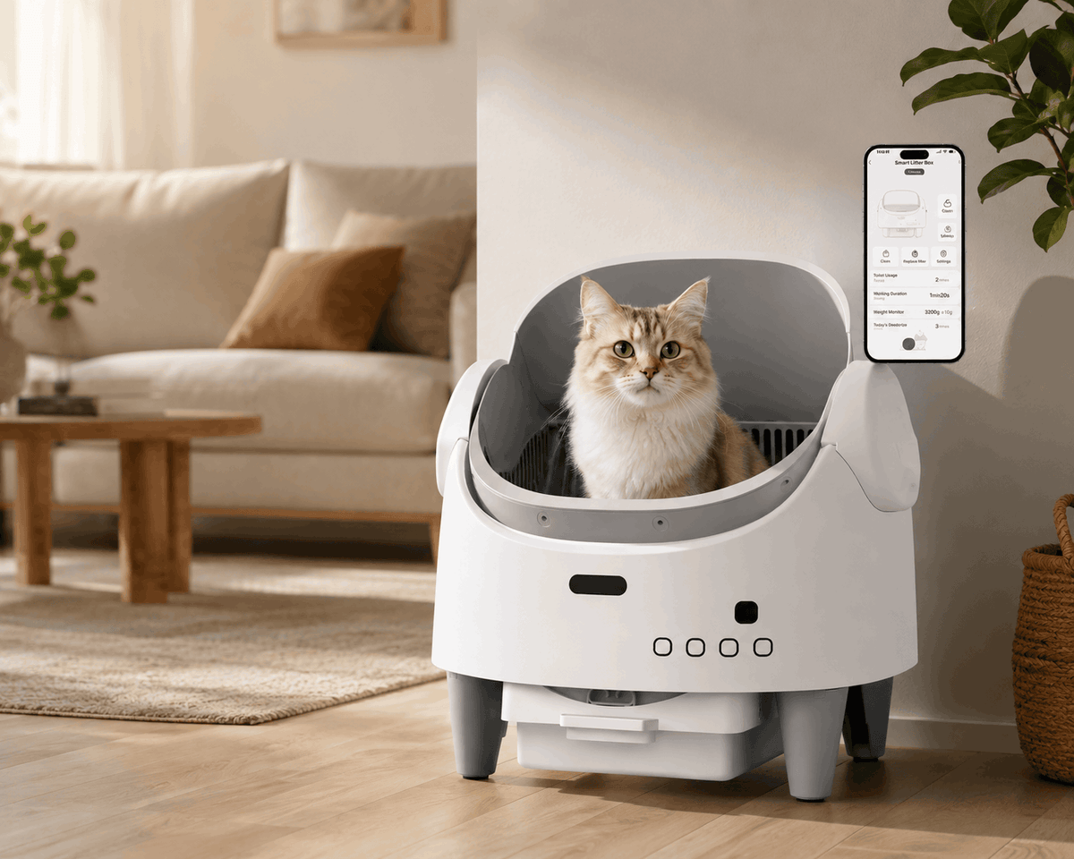 Pawtev Smart Open Top Automatic Cat Litter Box – Self-Cleaning Electric Pet Toilet with Wi-Fi App Control LED Display and Bottom Waste Bin Zapawzy