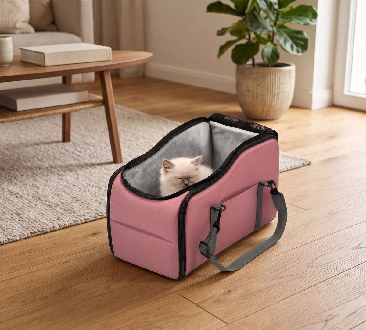 Multi-Functional Console Pet Car Seat – 4-in-1 Travel Carrier Bag and Backpack with Mesh Sunroof for Small Dogs and Cats Zapawzy