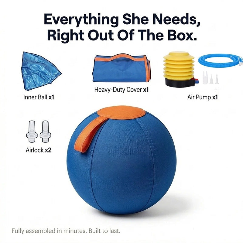 Interactive Heavy-Duty Dog Herding Ball – Puncture-Proof Outdoor Chase Toy with Grab Handle for High-Energy Breeds