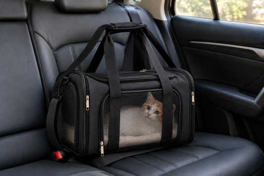 Breathable Foldable Pet Carrier – Soft-Sided Travel Bag with Mesh Windows Shoulder Strap and Removable Fleece Mat