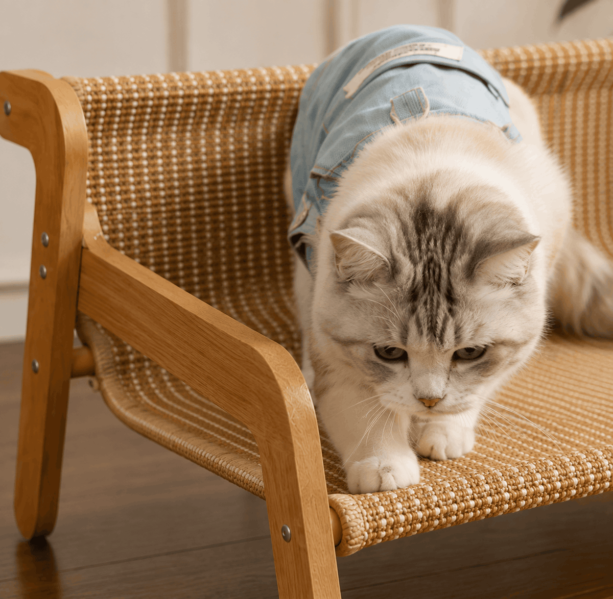 Elevated Lounge Cat Bed – Raised Pet Sofa Hammock with Backrest and Armrests for Indoor Animals Zapawzy