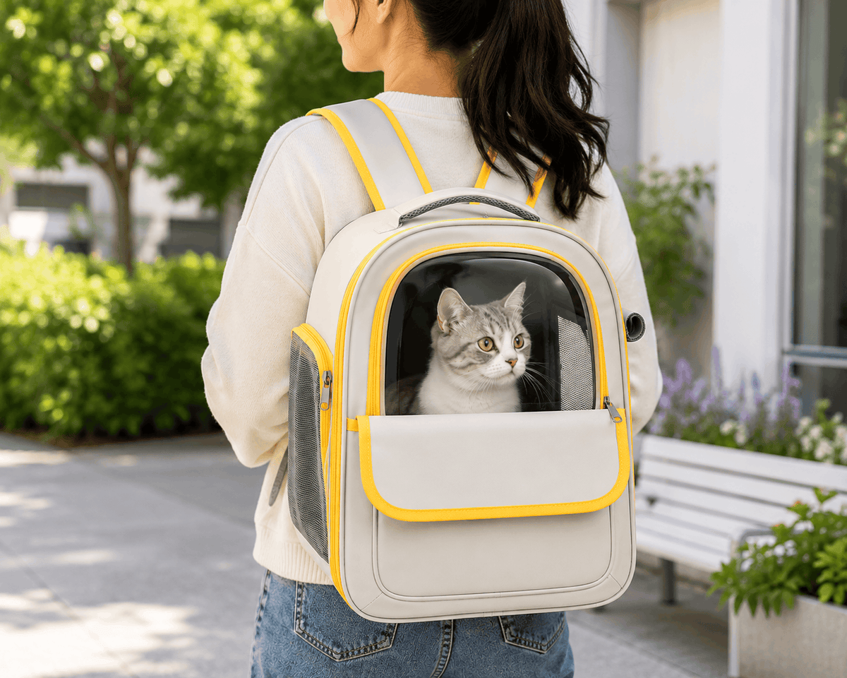 Clear-Window Breathable Cat Backpack – Pet Carrier with Mesh Ventilation Side Pockets and Padded Straps for Small Dogs Zapawzy