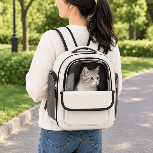 Clear-Window Breathable Cat Backpack – Pet Carrier with Mesh Ventilation Side Pockets and Padded Straps for Small Dogs Zapawzy