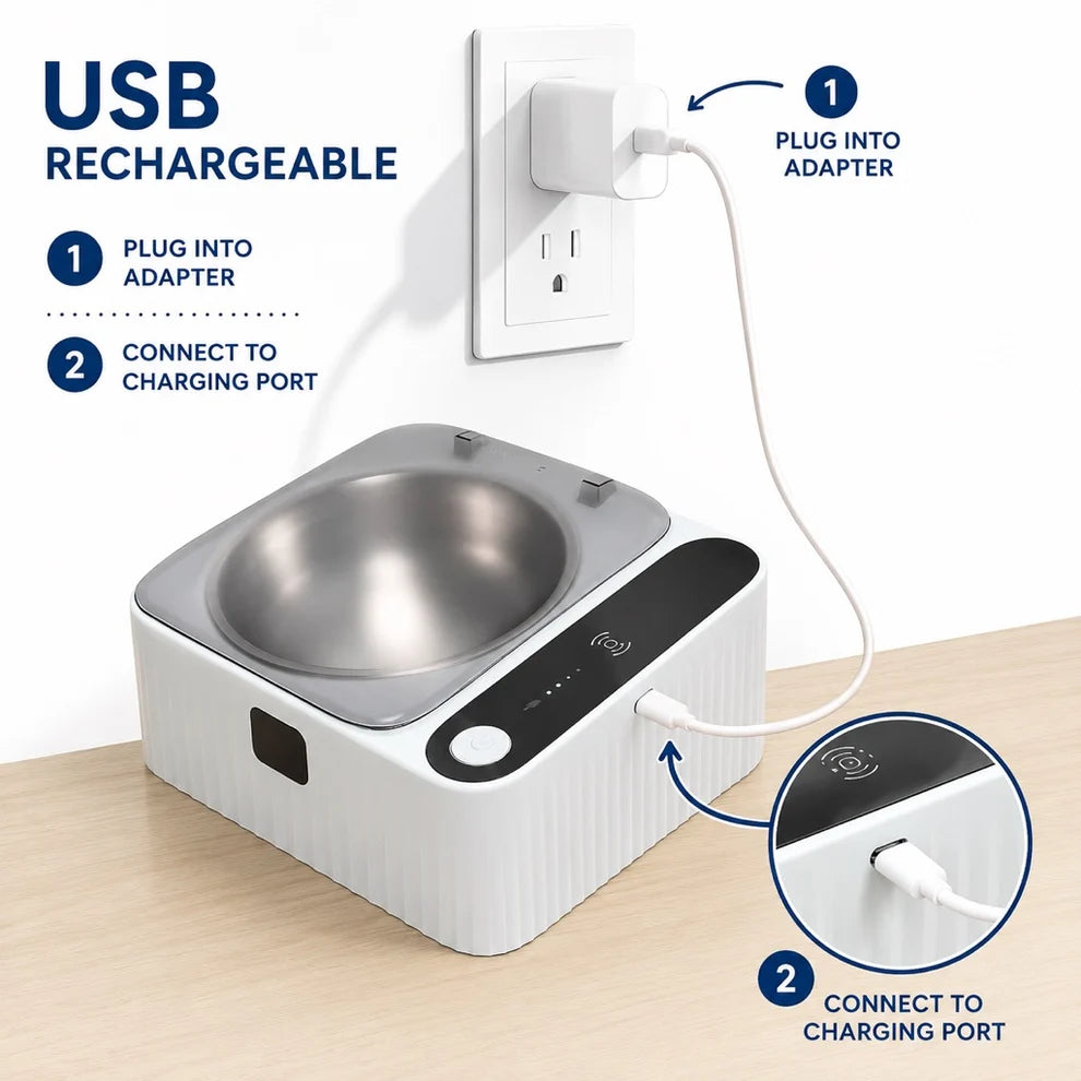 Pawzek Automatic Pet Feeder Motion Sensor Bowl with Stainless Steel Dish