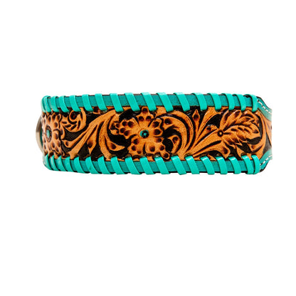 Floral Leather Dog Collar