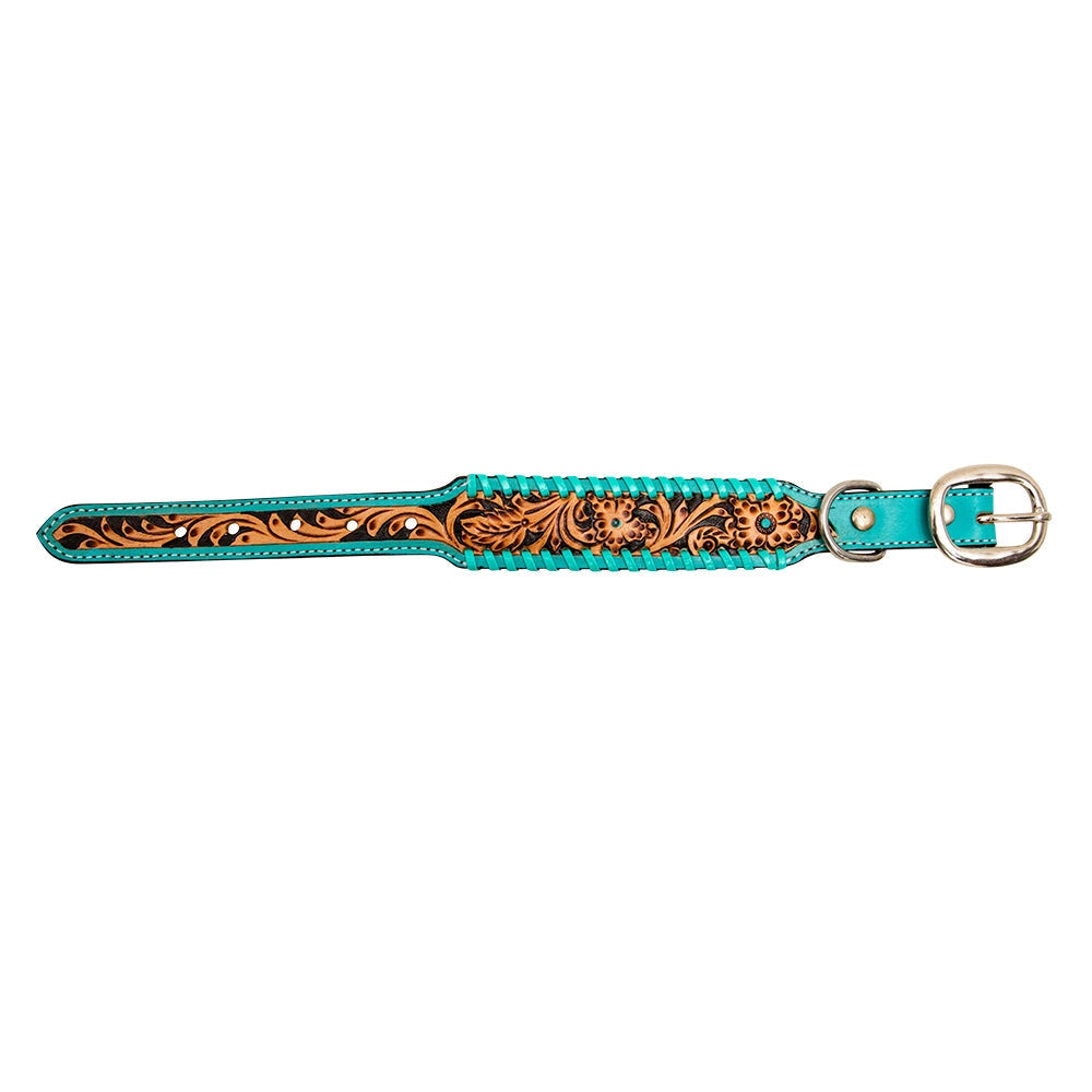 Floral Leather Dog Collar