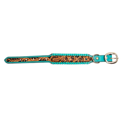 Floral Leather Dog Collar