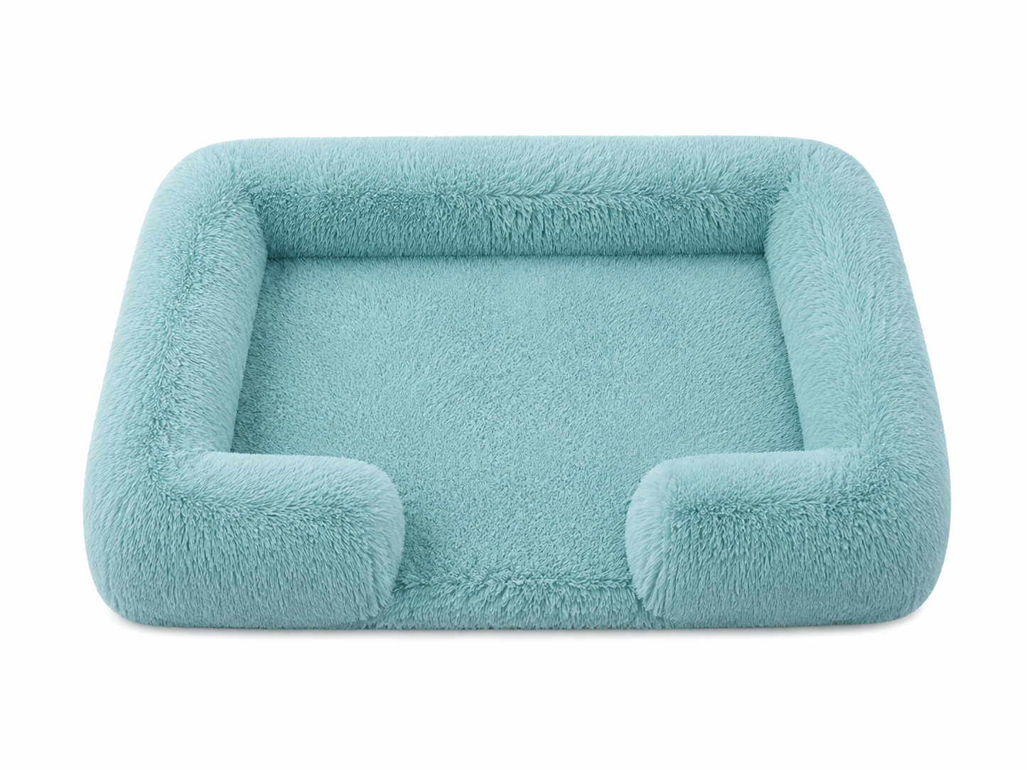 Plush Bolster Dog Bed – Rectangular Raised Rim Pet Cushion Lounger