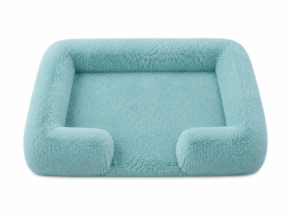 Plush Bolster Dog Bed – Rectangular Raised Rim Pet Cushion Lounger