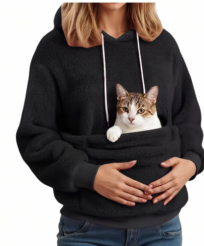 Cuddle Pouch Pet Carrier Hoodie – Hands-Free Cat Small Dog Cuddle Pullover Sweatshirt