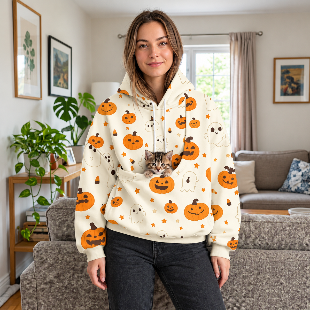 Unisex Pet Carrier Pouch Hoodie – Hands-Free Small Dog Cat Snuggle Sweatshirt
