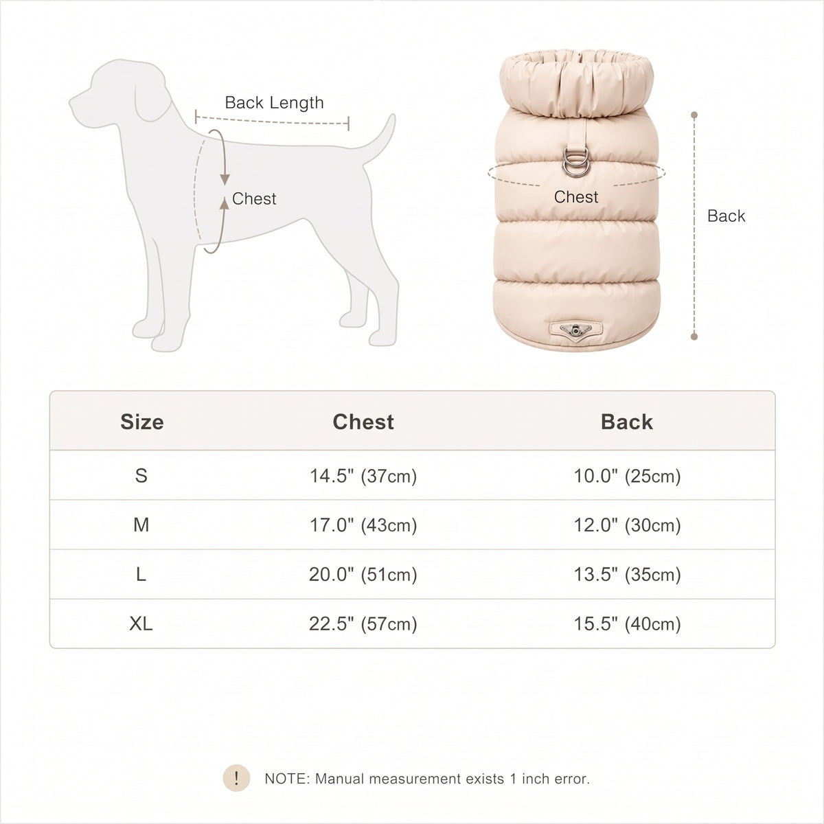 Warm Puffer Dog Coat – Integrated Leash Ring Cold-Weather Walking Vest Outfit for Small Dogs and Cats