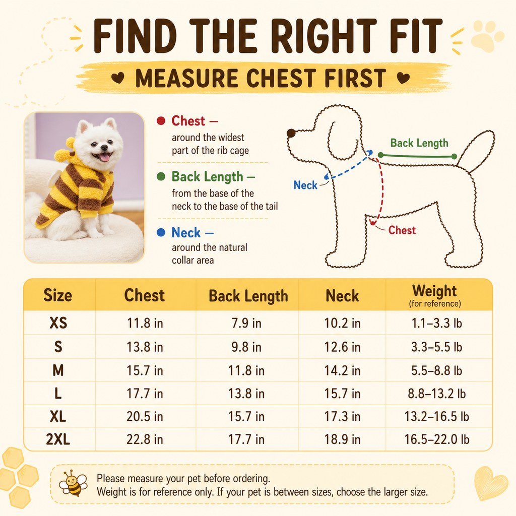 Cute Striped Dog Hoodie – Warm Bumblebee Pet Costume Pullover with Wings and Antennae