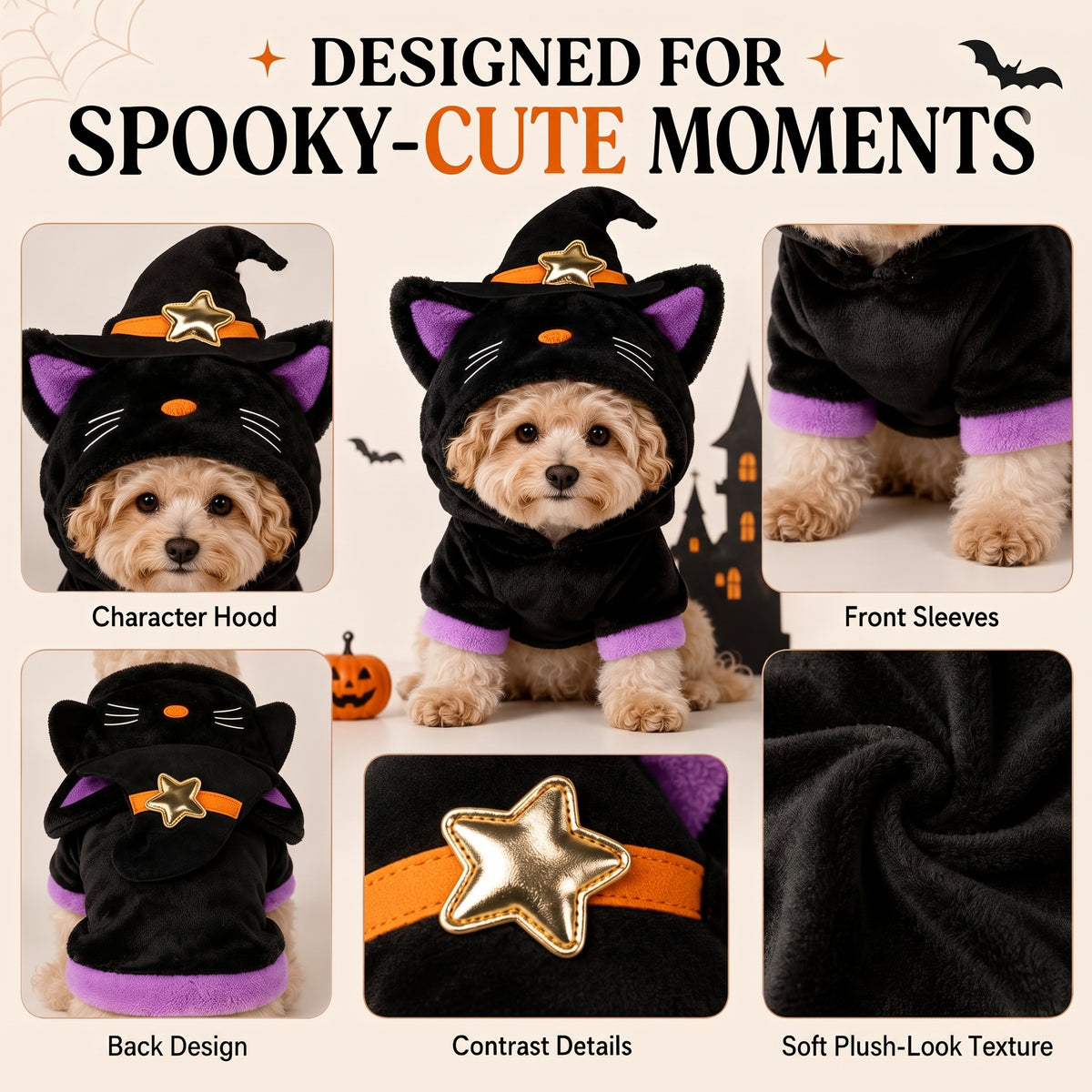 Festive Halloween Dog Costume Hoodie – Cozy Hooded Pet Apparel for Fall Holiday Photos and Dress-Up