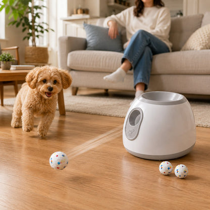 Interactive Automatic Dog Ball Launcher – Electric Fetch Machine with Multi-Distance Launch Settings for Indoor and Outdoor Play