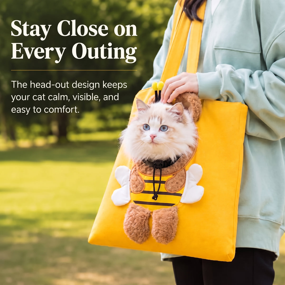 Peekaboo Pet Carrier Tote – Hands-Free Cat Shoulder Bag with Head-Out Hole for Small Dogs and Travel