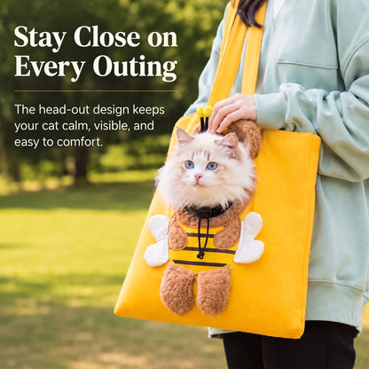 Peekaboo Pet Carrier Tote – Hands-Free Cat Shoulder Bag with Head-Out Hole for Small Dogs and Travel