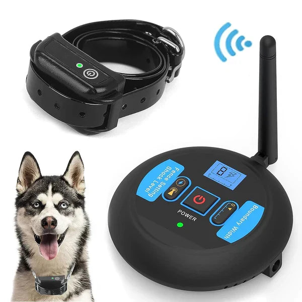 Wireless Boundary Pet Fence System – Rechargeable Waterproof Collar Receiver with Adjustable Static Correction for Outdoor Dog Training