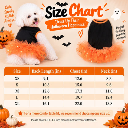 Halloween Tutu Dog Dress – Festive Pumpkin Star Print Costume Outfit for Holiday Parties