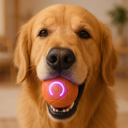 Smart Bouncing Dog Ball – Rechargeable Automatic Rolling Interactive Pet Toy with LED Light