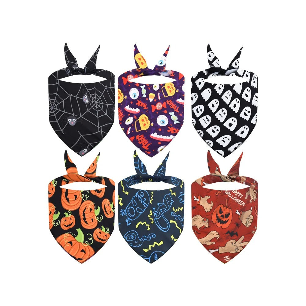 Festive Halloween Pet Bandana – Spooky Printed Triangle Scarf Holiday Bib for Dogs and Cats