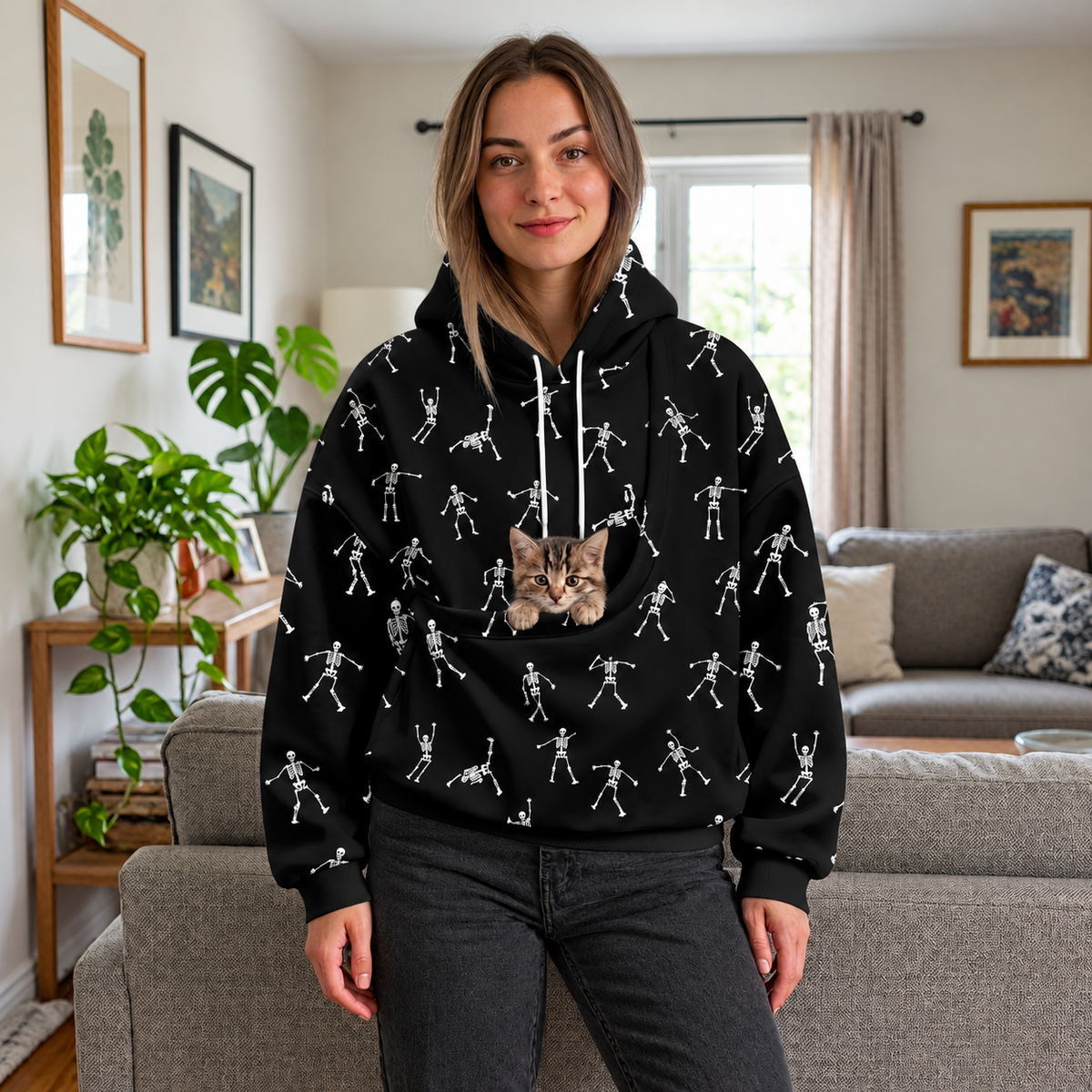 Unisex Pet Carrier Pouch Hoodie – Hands-Free Small Dog Cat Snuggle Sweatshirt