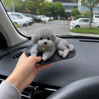 Cute Resting Puppy Car Ornament – Decorative Auto Dashboard Companion Figurine for Dog Lovers