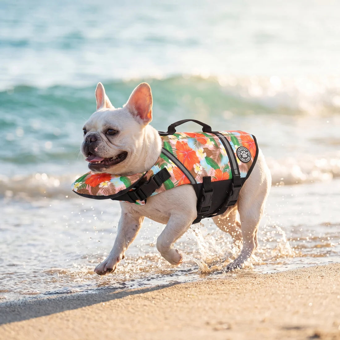 Buoyant Chin-Rest Dog Life Jacket – High-Visibility Swim Vest with Rescue Grab Handle and Reflective Safety Accents
