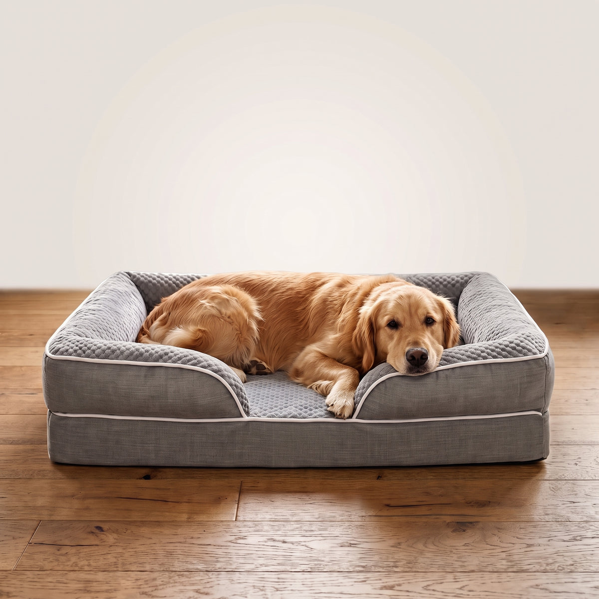 Orthopedic Bolster Pet Sofa Bed – Waterproof Non-Slip Dog Couch with Supportive Headrest Cushion
