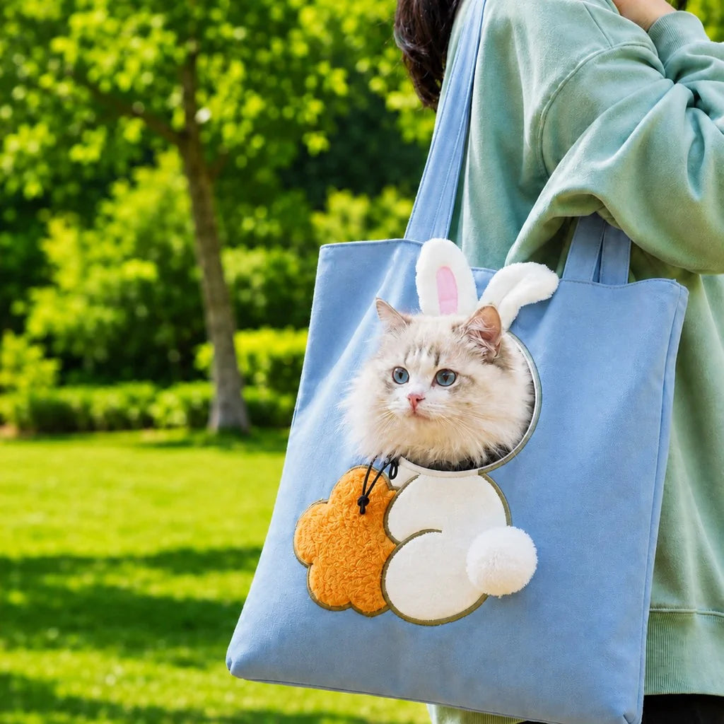Peekaboo Pet Carrier Tote – Hands-Free Cat Shoulder Bag with Head-Out Hole for Small Dogs and Travel