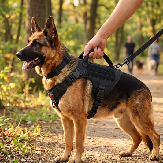 Tactical Control Dog Harness – Heavy-Duty Working Vest with Top Handle and Dual Leash Attachments