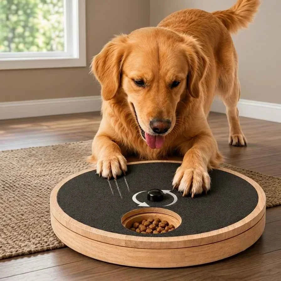Interactive Treat Dog Scratchpad – Rotating Round Nail File Board with Reward Dispenser for Stress-Free Grooming