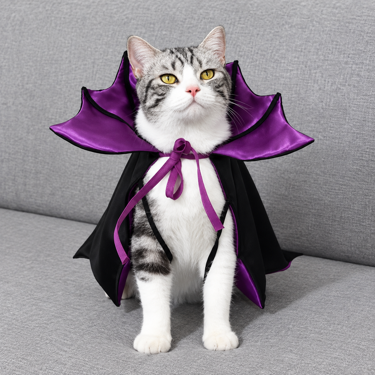 Vampire Collar Cat Cloak – Bat-Wing Halloween Costume Cape with Adjustable Ties for Small Dogs