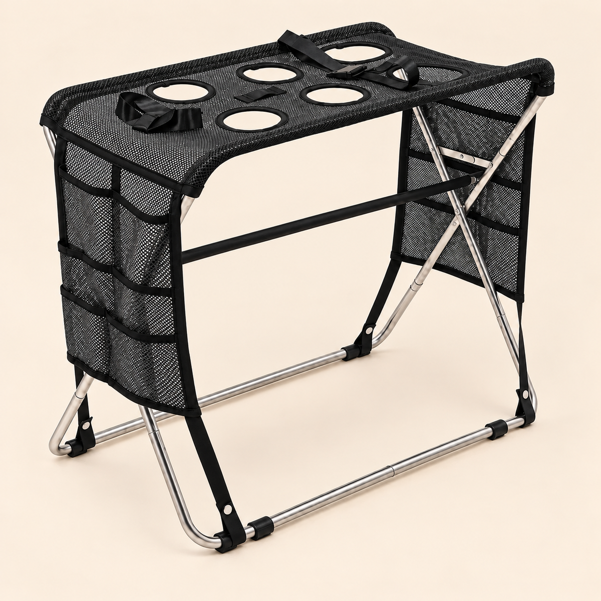 Folding Dog Grooming Hammock Stand – Restraint Station with Pockets for Pet Nail Trimming and Bathing