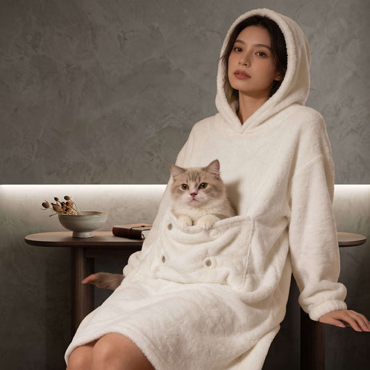Cozy Pouch Pet Oversized Hoodie – Kangaroo Pocket Cat Carrier Loungewear Dress for Snuggling Zapawzy