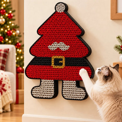 Festive Santa Wall Cat Scratcher – Vertical Hanging Holiday Scratching Board for Indoor Kittens