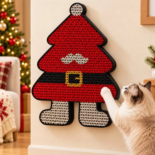 Festive Santa Wall Cat Scratcher – Vertical Hanging Holiday Scratching Board for Indoor Kittens