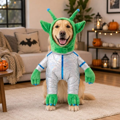 Funny Alien Pet Costume – Standing Space Outfit for Halloween Dog Parties and Photos