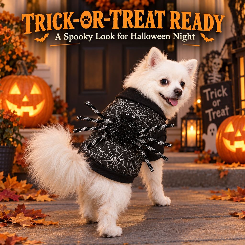 Spiderweb 3D-Spider Dog Costume – Cute Spooky Halloween Puppy Outfit for Holiday Parties and Photo Shoots